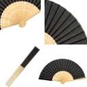 Bememo 24 Pack Folding Fans Paper Fans Handheld 8.3 Inch Bamboo Handheld Folded Craft Chinese Japanese Hand Fan for Women Weddings Bridal Shower DIY Decoration Gift Party Favors (Black)