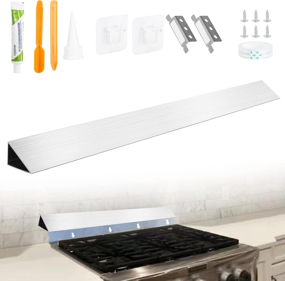30" Slide In Range Rear Filler Kit W10113901AUniversal Triangular Filler Strip for Stove Gap, Aluminum Cooktop Gap Trim Kit Between Backsplash and Stove Compatible with Whirlpool & Most Brand, Sliver (Silver)