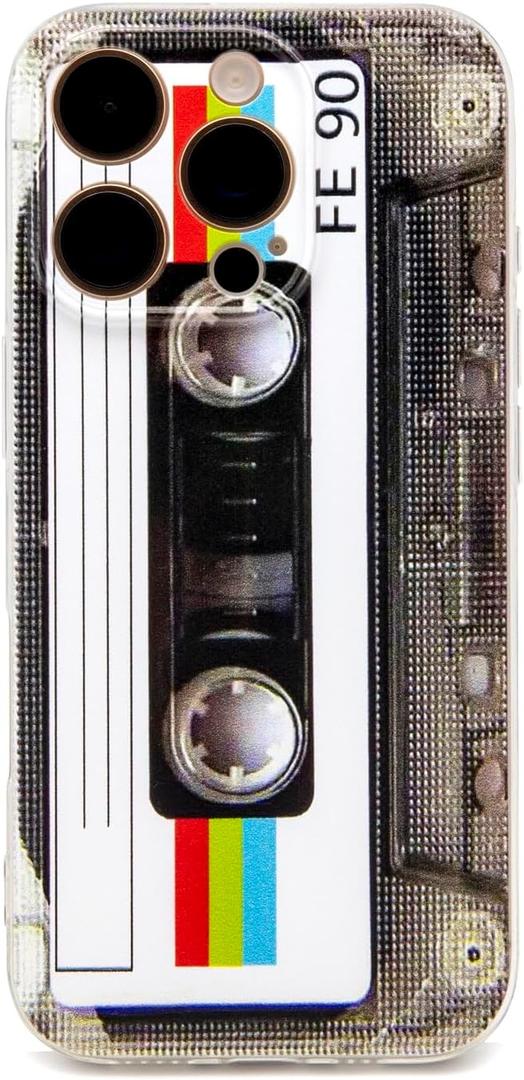 Case for iPhone 16 pro max Matte Finish Heavy Duty Soft Back Cover with Reinforced Corners TPU Soft Bumper Retro Cassette Tape Case Compatible with iPhone 16 pro max