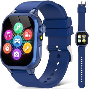 Kids Smart Watches for Girls Boys Toys Ages 4-12 with 30+ Games Video Recorder Music Alarm Clock Learning Card HD Touchscreen 4 5 6 7 8 Year Olds Birthday Gift (Blue)