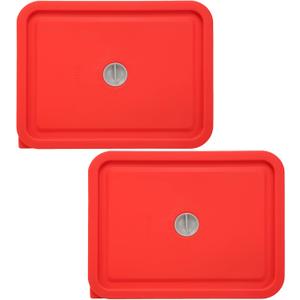 Replacement Lids for Pyrex 7211-PC 6 Cup Rectangle, Silicone Storage Cover Lid for Glass Bowl 2 Pack with Date Mark Red