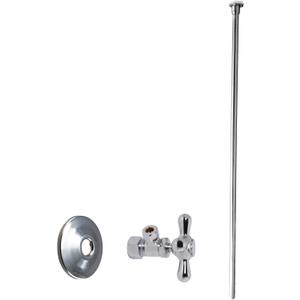 Westbrass D105KFHX-26 5/8" x 3/8" OD x 20" Flat Head Riser Supply Line Kit with Cross Handle Angle Supply Shut Off Valve for Toilet, Polished Chrome