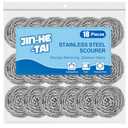 18 Pack Stainless Steel Scrubber, Steel Wool Scrubber for Scouring Stubborn Messes from Pots and Pans, Stoves, Broiler Racks, Grills and More