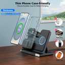 Samsung S25 Wireless Charger Station,3 in 1 Wireless Charger for Samsung Galaxy S25 Ultra/S24/S23/Z Fold/Flip 7/6/5,for Galaxy Watch 8/7/6/5/Pro,buds, Charging Station for iPhone 17/16/15 with Adapter