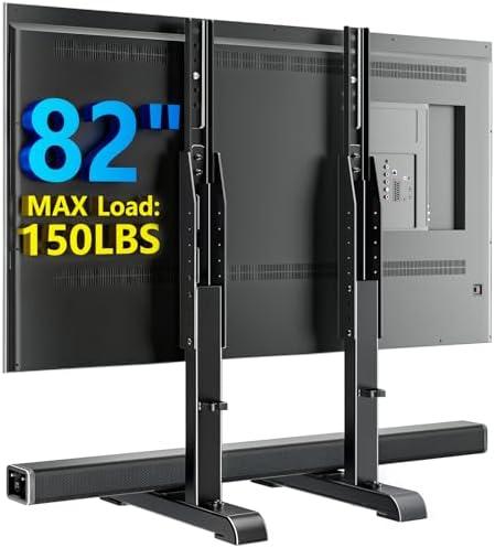 AX WABER Universal TV Stand, Table Top TV Stand Base Wobble-Free Replacement for Most 24 to 80 Inch LCD LED TVs, 7 Height Adjustable TV Legs Hold up to 150lbs, Max VESA 800x500mm, Black AX10TB02