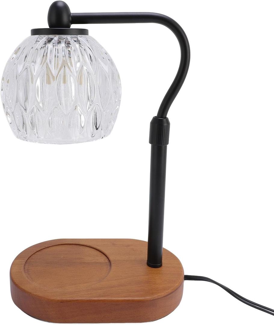 Candle Warmer Lamp with Timer, Decorative Dimmable Candle Warmer Wood Base for Living Room (US Plug 110V)