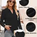 Polo Shirts for Women, V-Neck Business Casual Tops for Women, Collared Shirt Tunic Tops Long Sleeve Work Blouses (Black, M)