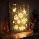 VIYYIEA Christmas Decor+Mirror+Led Light, Versatile 3-in-1 Design, Line Ornaments Wall Art, Decorative Mirror with USB Power, Modern Illuminated Wall Decor for Living Room 20L x 16W
