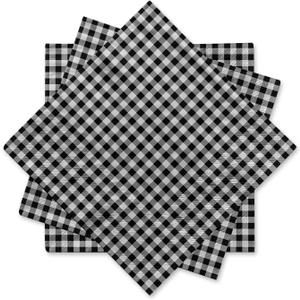 Gatherfun Disposable Paper Napkins Black and White Gingham for Dinner Picnic and Parties (Pack of 50)