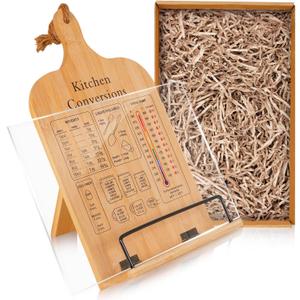 Bamboo Cookbook Stand Suit, Cookbook Holder with Acrylic Splashed Guard, Cook Book Stand for Kitchen Counter, Cooking Gift for Wife Mom Grandma on Mother's Day Birthdays