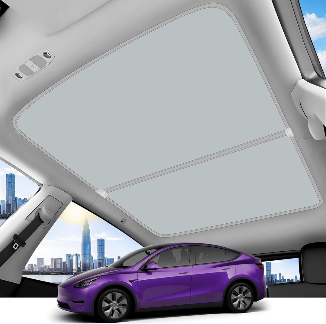 2025 Upgrade Sunshade Roof for Tesla Model Y 2025-2020 [No-Gap/Sag-Free] Middle Magnetic Component Glass Roof Sunshade Heat Insulation for Tesla Model Y Accessories 2025-2020 Blue