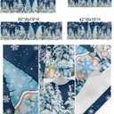 Christmas Gnome Window Valance,Xmas Tree Valances for Kitchen Windows,Winter Snowflakes Branches Rod Pocket Valance Curtain,Dark Blue Short Curtains Window Treatment for Bedroom 54x18in