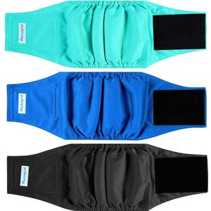 Paw Legend Washable Dog Belly Band Wrap Diapers for Male Dog | High Absorbing Puppy & Doggy Diapers Male (3 Pack,Blue,Aqua,Black,Small)
