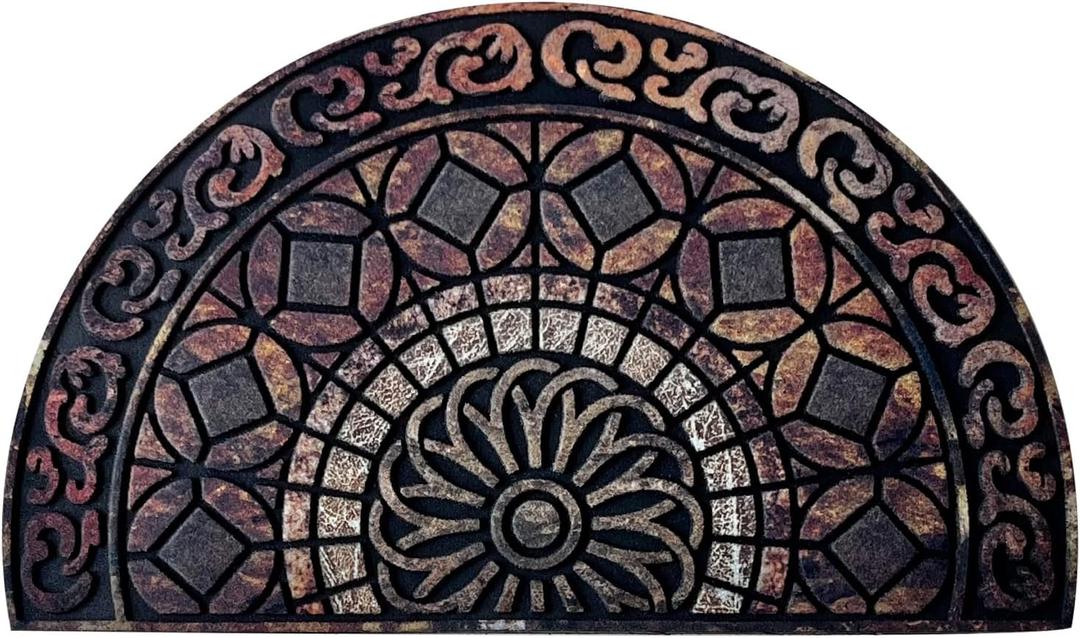 ANDSTAR 18x30 Inch Welcome Doormat, Non-Slip Heavy Duty Rubber Back, Low Profile Indoor Outdoor Entryway Rug for Home, Garage, Patio, Front Door Decor(1 Pc) (1'6" x 2'6" (Rectangular), Boho Pattern Texture)