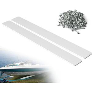Boat Trailer Bunk Slides, 3"x48", 5"x48", 5"x57" , Heavy Duty PE Glide Pads for Full Support, Kits of 2 or 4, Black, White, Pre-Drilled Holes and Screws, for Easy Launch and Load, Fits Various Boats