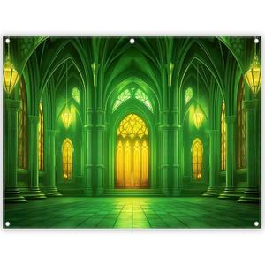 Polyester 8x6ft Green Castle Backdrop Fairytale Movie Photography Background Wonderland Birthday Kids Party Decorations Photo Booth Props