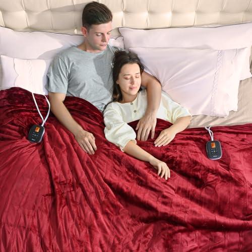Bearhug Electric Blanket Queen Size 84x90 Inches, Heated Blanket with 10 Heat Settings & 0.5-12H Auto Shut-Off, Machine Washable Heating Blanket, Ultra-Soft Gift Idea for Christmas