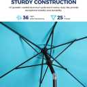 Wisteria Lane Outdoor Patio Umbrella, 10x6.5 Ft Rectangular Metal Pole Outdoor Patio Umbrella, Yard Umbrella with Crank and Push Button Tilt, 6 Steel Ribs, Polyester Canopy Blue