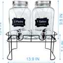 1 Gallon Glass Drink Dispenser for Parties, 2 Packs Juice Lemonade Ice Tea Water Dispenser with Stand, HENABLE Beverage Dispensers with Spigot for BBQ, Picnic, Party