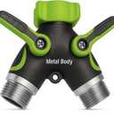 Garden Hose Splitter 2 Way Heavy Duty - Leakproof Full Metal Body Faucet Spigot Splitter (1 Pack)