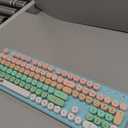 FOPETT 2.4GHz Wireless Keyboard and Mouse Set with Switch Button - Full-Size Keyboard - Compatible for Windows/Laptop/PC/Notebook/Smart TV and More - Green (EK8870 Green Colorful)