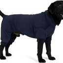 Cyeollo Soft Stretchable Thermal Dog Pjs & Onesie - Winter Dog Clothes, Navy XXL