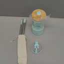 Pandaloo Glass Cups With Lids and Straws -20 Fl Oz- Perfect Size Iced Coffee Cup - Smoothie Cup With Bamboo Lid and On the go Lid - Glass Tumbler With Straw (1 Count (Pack of 1), Carribean Blue)