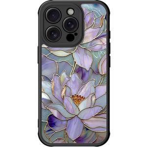 DEENAKIN for iPhone 15 Pro Case Cute,Aesthetic Floral Hard Shell,Compatible with Magsafe,Trendy Unique Cool Retro Western Coquette Protective Slim Phone Cover for Women Girls,Blooming Purple Lotus