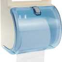 TIAN CHEN Toilet Paper Holder Wall Mount, Waterproof Cat Proof Full Covered Plastic Toilet Paper Dispenser with Shelf, Self Adhesive or Drilled Use (6.3in, Light Blue)