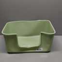 Large Cat Litter Box with High Sides for Indoor Cats,Low Entry Open Top Cat Litter Pan for Kittens,Big or Senior Cats,High Wall Easy Cleaning Anti-Splashing cat Litter Tray (Green)