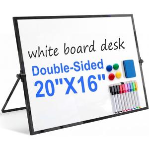 20x16 Inch Dry Erase White Board, Magnetic Double Sided with Stand, White