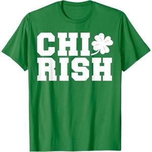 Chirish St. Patrick's day CHI-Irish funny Chicago T-Shirt (Green, Large)