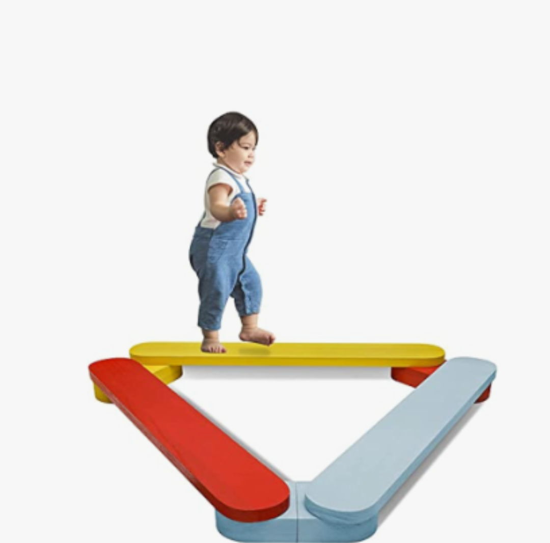 Autirinee Balance Beam Stepping Stones, Wooden Montessori Toy, Build Coordination and Gross Motor Skills, Gymnastics Obstacle Course Indoor&Outdoor, Toddler Gift (3pcs, Multicolor)