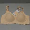 COMFELIE Seamless Wireless T-Shirt Bra for Women, Full Coverage No Underwire with Deep V Neck, U-Back & Lace Trim, M 