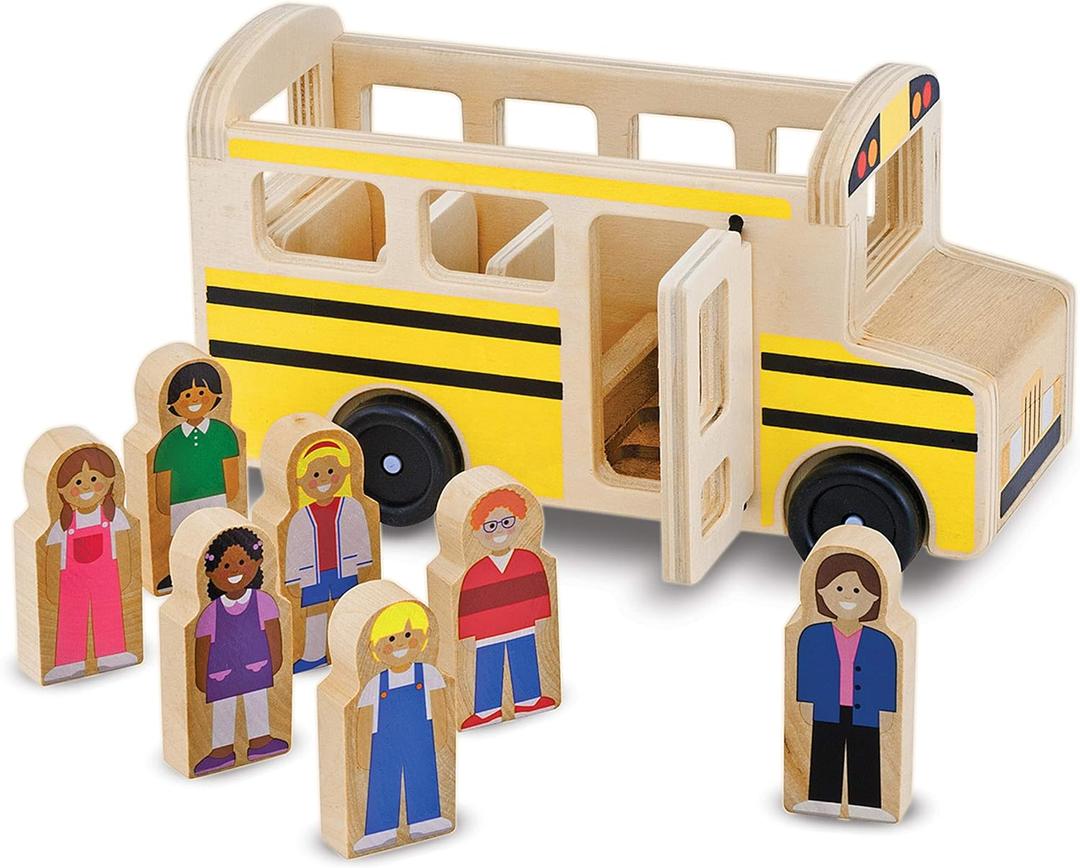 Melissa & Doug School Bus Wooden Play Set with 7 Play Figures