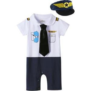 COSLAND Baby Boys' 3pc Pilot Costume, Cotton, Infant Short Sleeve Romper, 12-18 months 