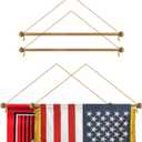35" Wooden Banner Pole - Sturdy Wall Flag Hanger - Suitable for House Sports Dynasty Company Flags up to 30" Width and Sleeve Over 1" (Pack of 2)