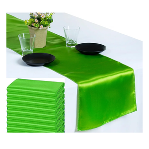 MDS 10 PCS Satin Table Runners 12 x 108 Inch Charmeuse Sateen Silk Table Runner for Indoor Outdoor Wedding Reception Birthday Graduation Party Event Banquet Dining Table Decoration - Parrot Green