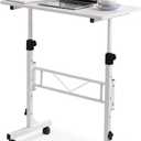 Amztabler Small Standing Desk Adjustable Height, Mobile Stand Up Desk with Wheels, 32 Inch Portable Rolling Desks Conference Room Tables for Walking Pad Treadmill White