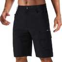 CRYSULLY Men's Hiking Cargo Shorts Outdoor Summer Lightweight Quick Dry Work Casual Shorts with 5 Zipper Pockets (32, Black)