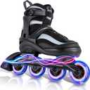 Adjustable Inline Skates for Kids and Adults  Color Gradient Roller Skates with Full Light-Up Wheels for Girls, Boys (Ages 5-8, 8-12), Youth, Men, and Women  Indoor & Outdoor Use (Mermaid Mirage)