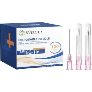 100 Pack 18 G 1 inch Luer Lock for Science Laboratory, Refilling Liquid, Inks, Individually Packaged