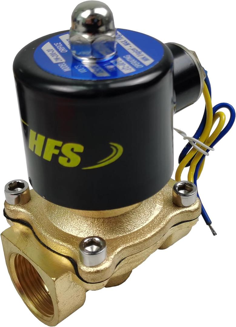HFS(R) Electric Solenoid Valve Copper Normally Closed for Water Air Gas (12V DC 3/4IN NPT)