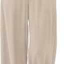 Sampeel Linen Pants Women Wide Leg Palazzo Pants Flowy Beach Vacation Clothes Spring Casual Summer Outfits Vacation Cruise 2026 Fashion Clothing Boho Luxury Airport Outfits Trouser Khaki M