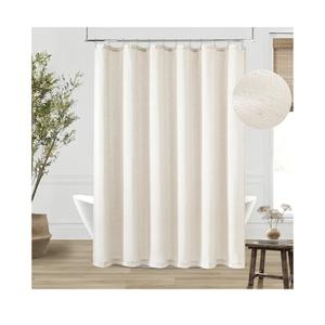 Cream Linen Shower Curtain Natural Boho Farmhouse Shower Curtains for Bathroom Neutral Aesthetic Bath Decor Sheer Cloth Water Repellent Fabric Drapes with Hooks Sets, Birch Ivory, 72x72 Inch