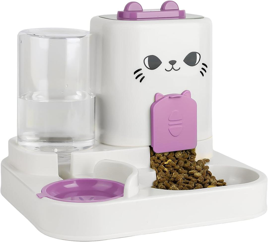 Gravity Pet Feeder Water Dispenser Combo for Cats & Dogs 2-in-1 Automatic Food & Water Station, Large Capacity, Non-Slip Base, Easy to Clean, Travel Ready (red)