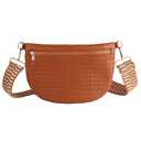 Woven Crossbody Bags for Women Leather Belt Bum Sling Purse Fanny Waist Pack Chest Shoulder Bag for Women-Brown