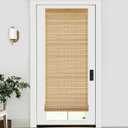 LazBlinds No Tools No Drill Bamboo Roller Shades, Cordless Bamboo Blinds, Light Filtering Roll Up Blinds for Windows, French Door, Porch or Patio Privacy Screen, 26'' W x 70'' H, Brown