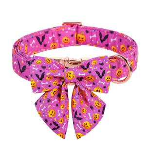 Pumpkin Pet Collar Halloween Dog Collar With Bow - Pink