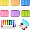 6 Times a Day, 7 Piece Set Pill Organizer-Weekly Daily Travel Medicine Multicolored Organizer,Portable 7 Day Pill Box with Moisture-Proof Pill Case Travel Pill Container for Vitamins Supplements